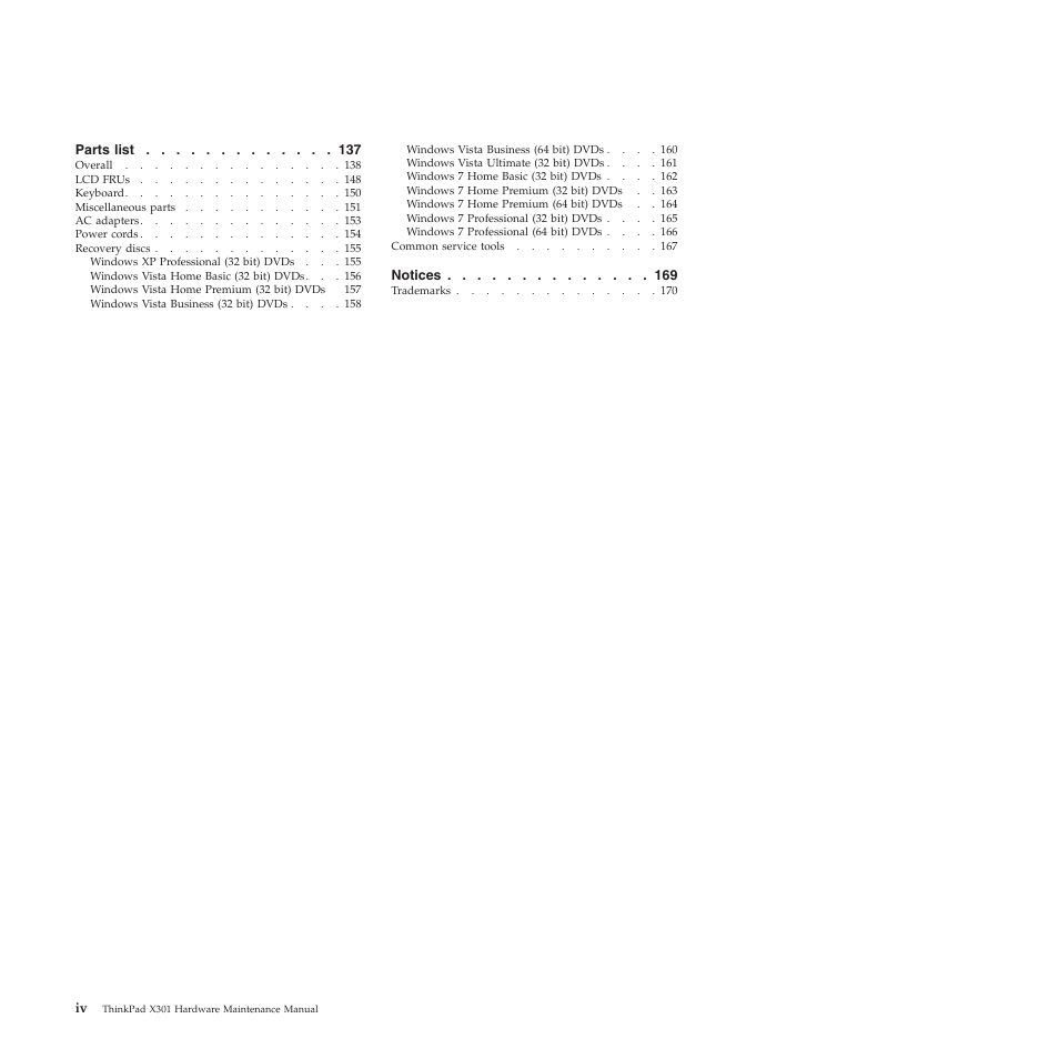 Lenovo X301 User Manual | Page 6 / 180