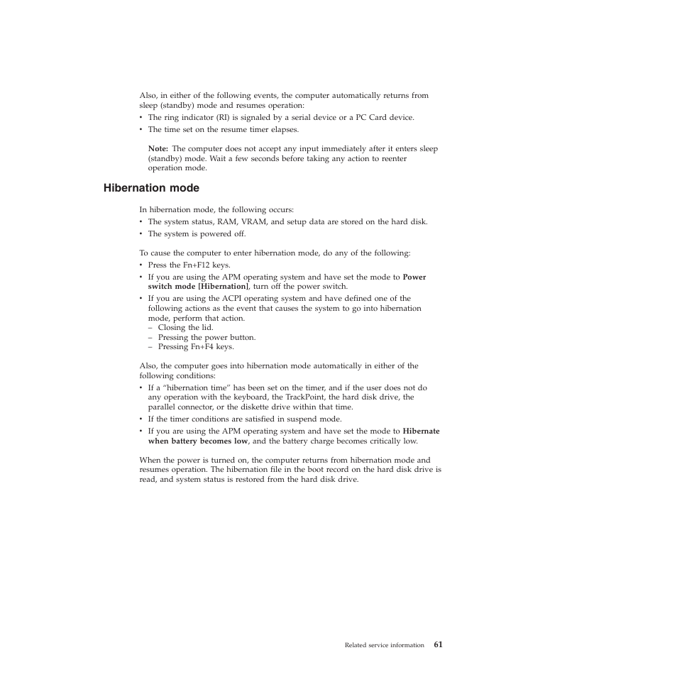 Hibernation mode | Lenovo X301 User Manual | Page 69 / 180