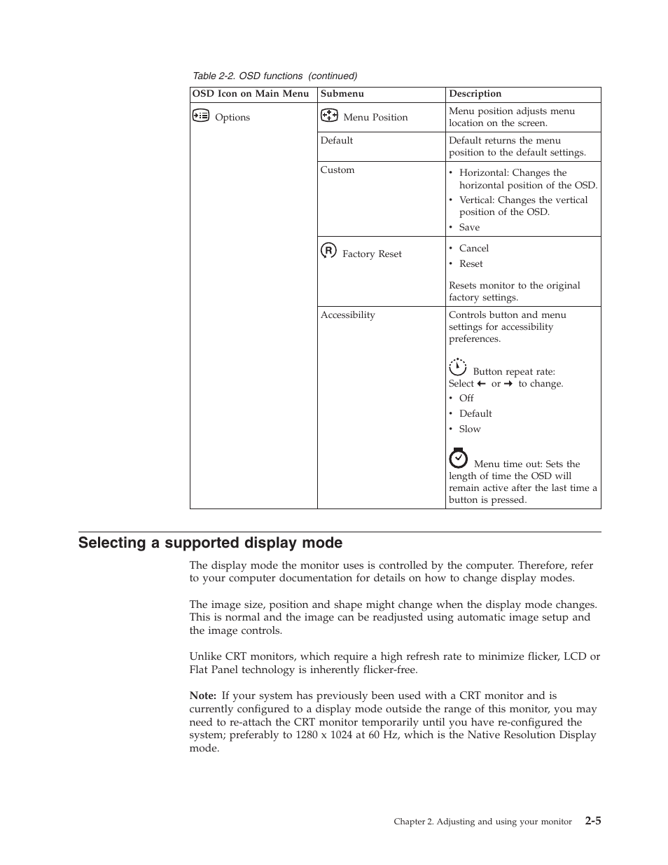 Selecting a supported display mode, Selecting, Supported | Display, Mode | Lenovo ThinkVision L174 User Manual | Page 14 / 31