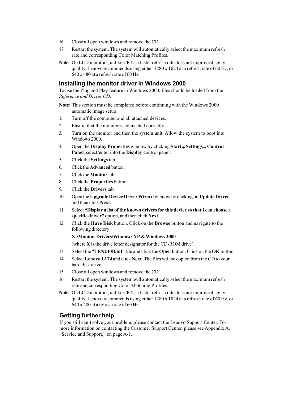 Lenovo ThinkVision L174 User Manual | Page 23 / 31