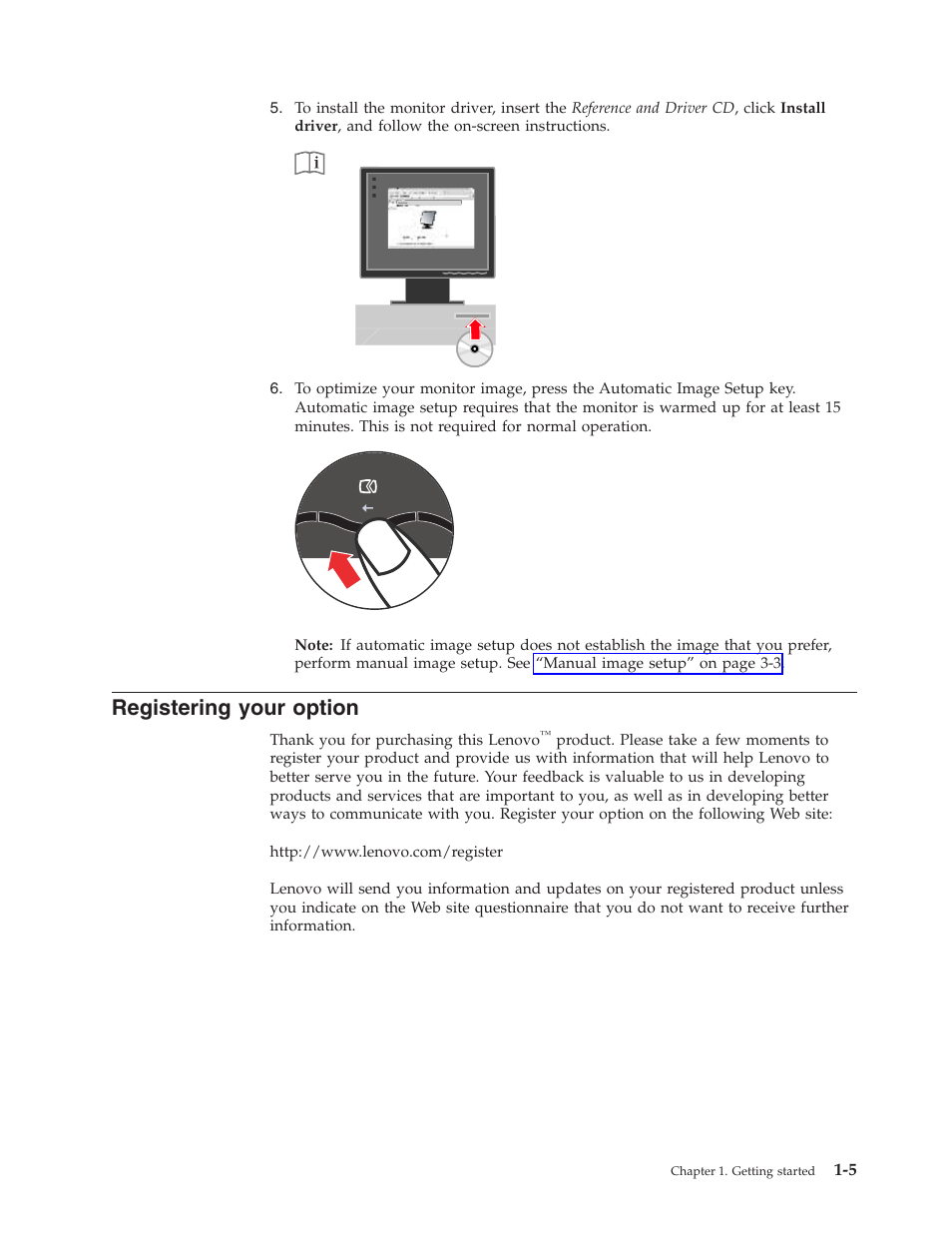 Registering your option, Registering, Your | Option | Lenovo ThinkVision L174 User Manual | Page 9 / 31