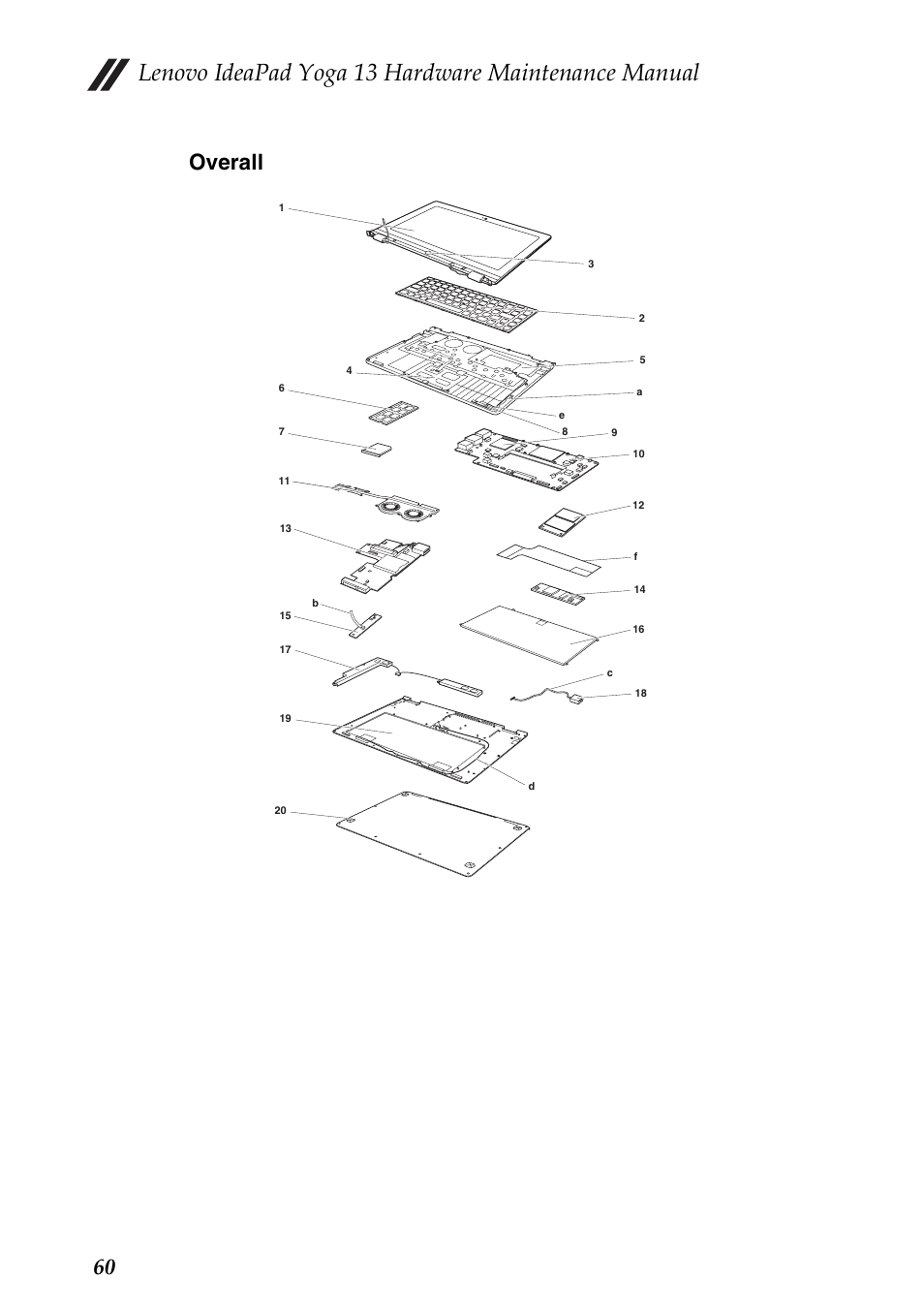 Overall, Lenovo ideapad yoga 13 hardware maintenance manual, 60 overall | Lenovo 13 User Manual | Page 64 / 72