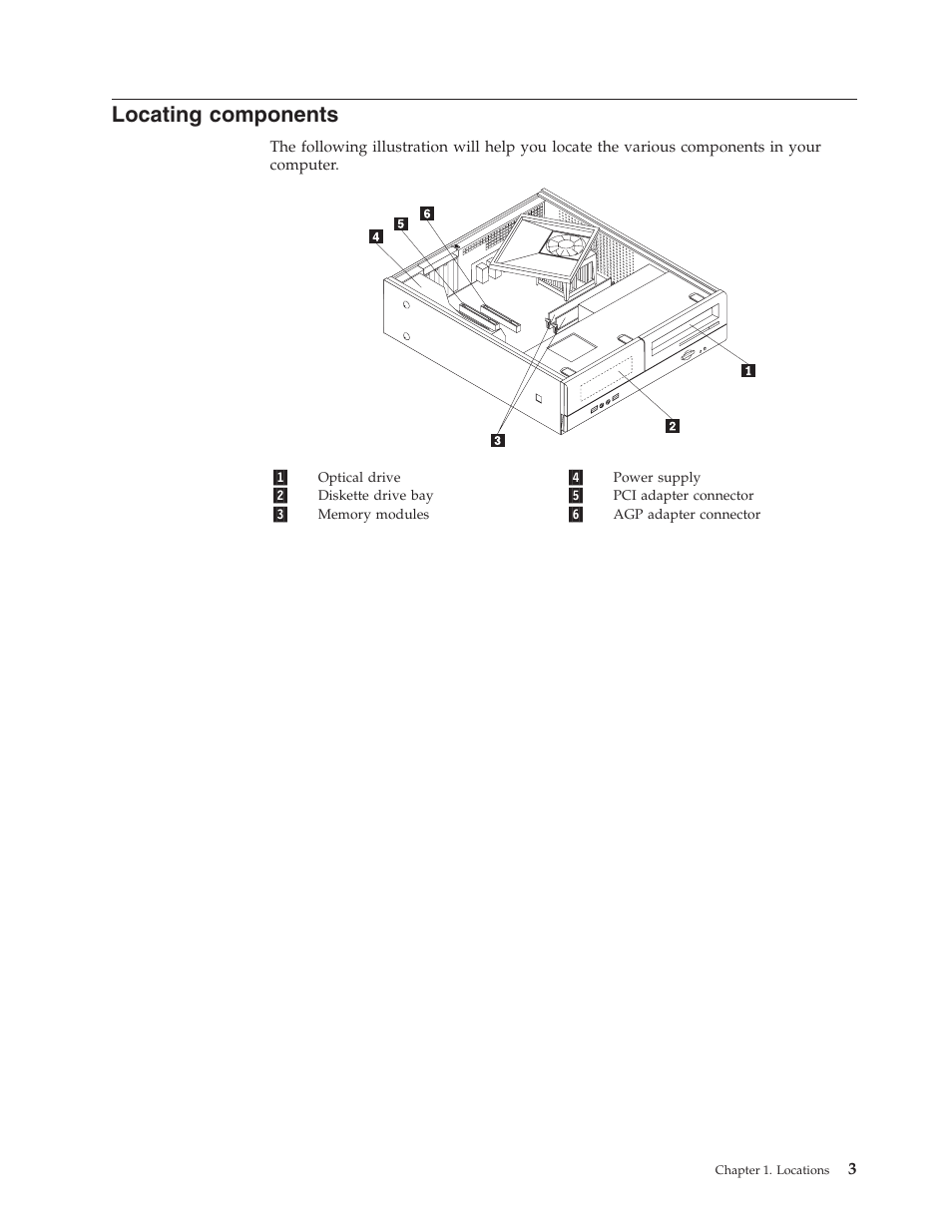 Locating components, Locating, Components | Lenovo 3000 User Manual | Page 11 / 26