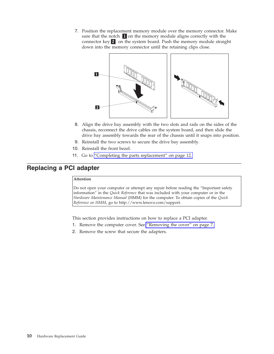 Replacing a pci adapter, Replacing, Adapter | Lenovo 3000 User Manual | Page 18 / 26