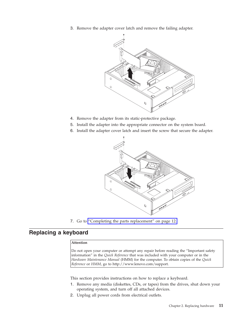 Replacing a keyboard, Replacing, Keyboard | Lenovo 3000 User Manual | Page 19 / 26