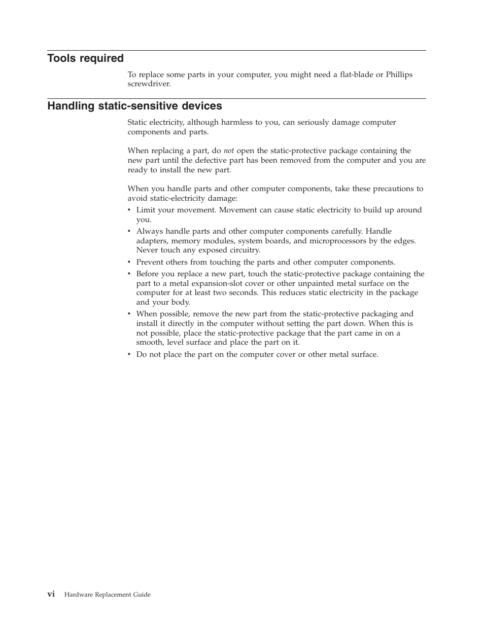 Tools required, Handling static-sensitive devices, Tools | Required, Handling, Static-sensitive, Devices | Lenovo 3000 User Manual | Page 8 / 26