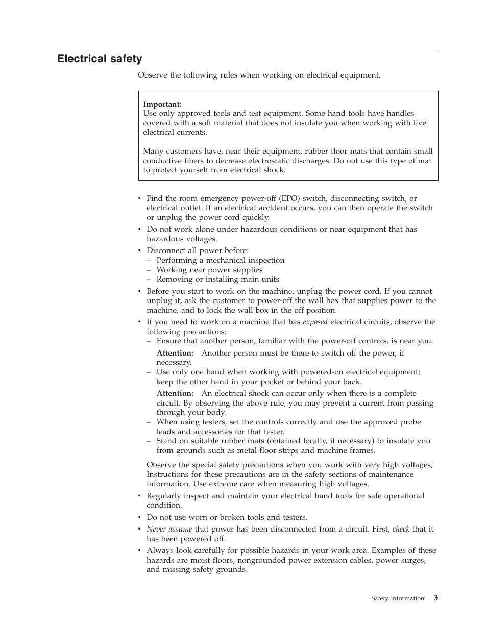 Electrical safety, Electrical, Safety | Lenovo 3000 N500 User Manual | Page 11 / 124