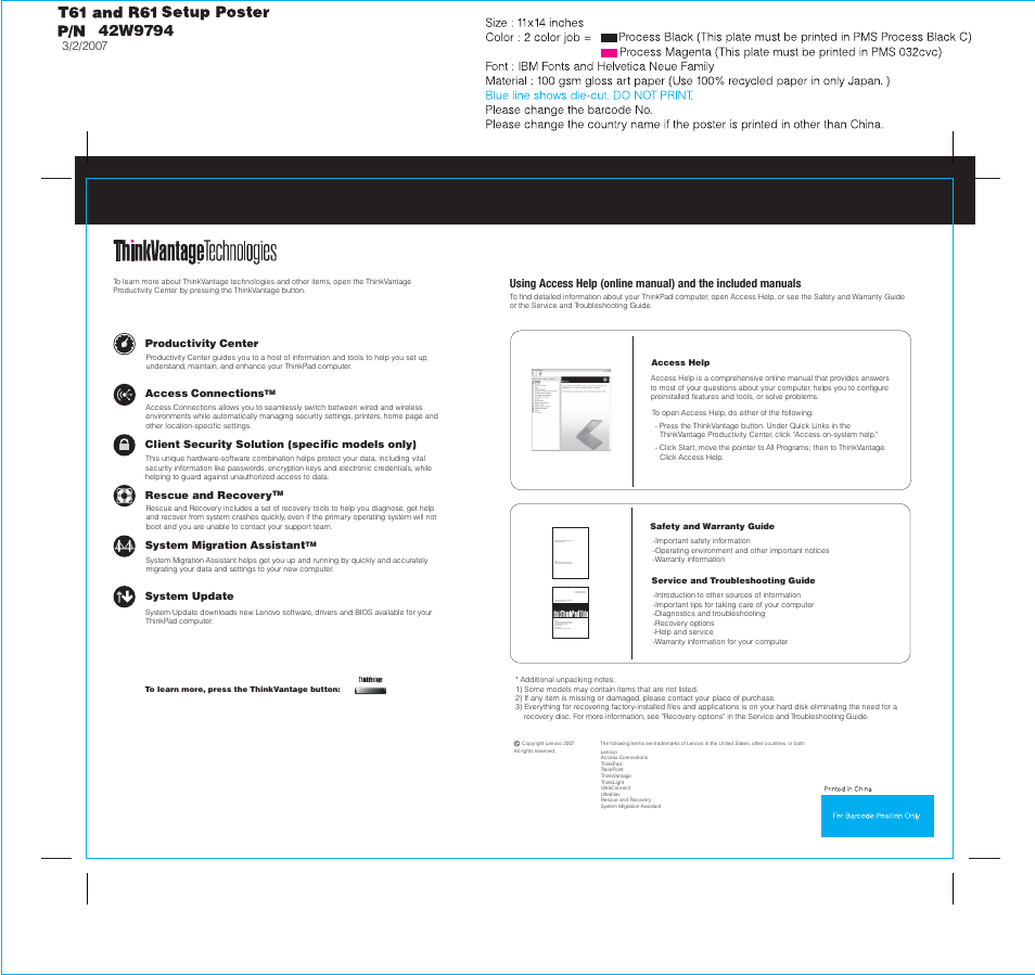 Lenovo THINKPAD T61 User Manual | Page 2 / 2