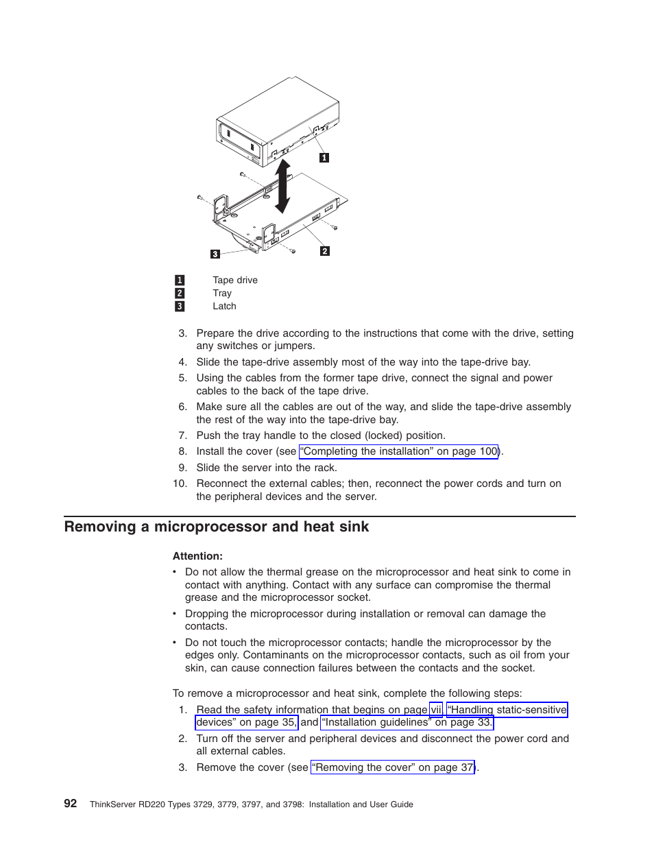 Removing a microprocessor and heat sink, Removing, Microprocessor | Heat, Sink | Lenovo 3797 User Manual | Page 108 / 188