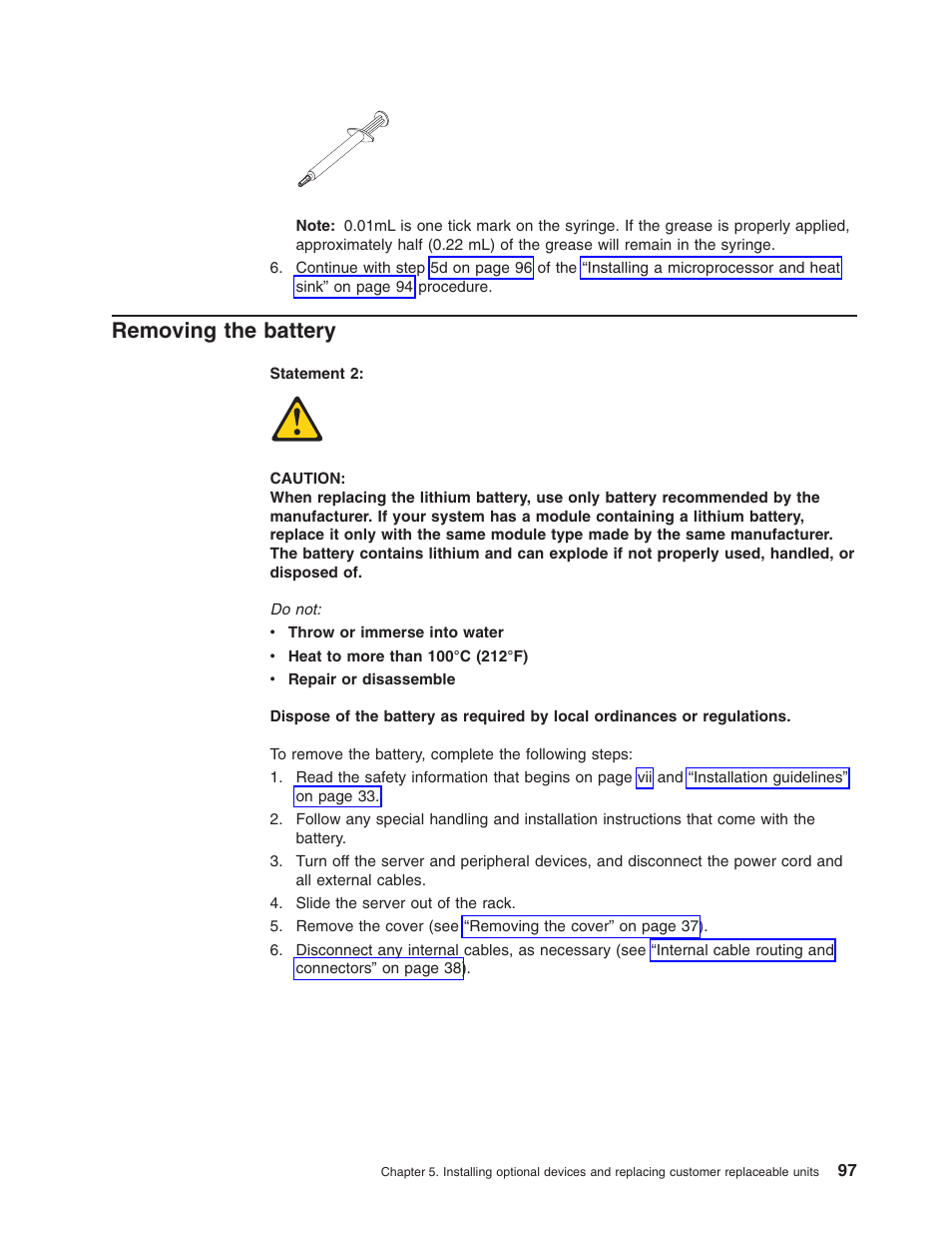 Removing the battery, Removing, Battery | Lenovo 3797 User Manual | Page 113 / 188