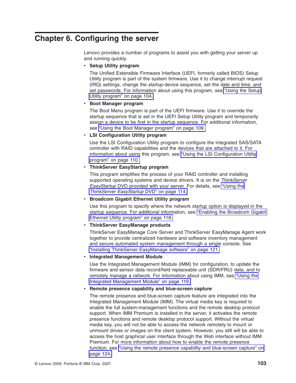 Chapter 6. configuring the server, Chapter, Configuring | Server | Lenovo 3797 User Manual | Page 119 / 188