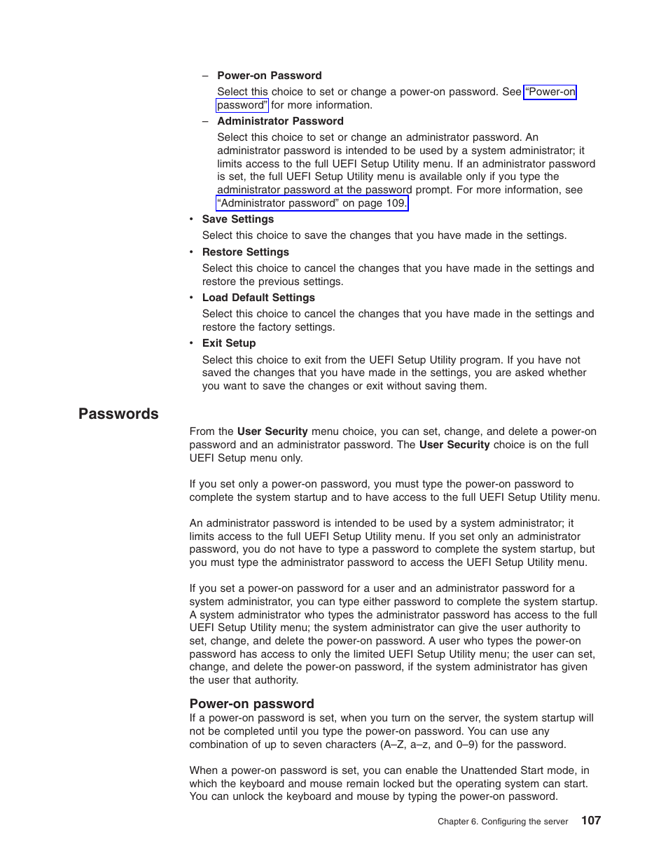 Passwords, Power-on password, Power-on | Password | Lenovo 3797 User Manual | Page 123 / 188