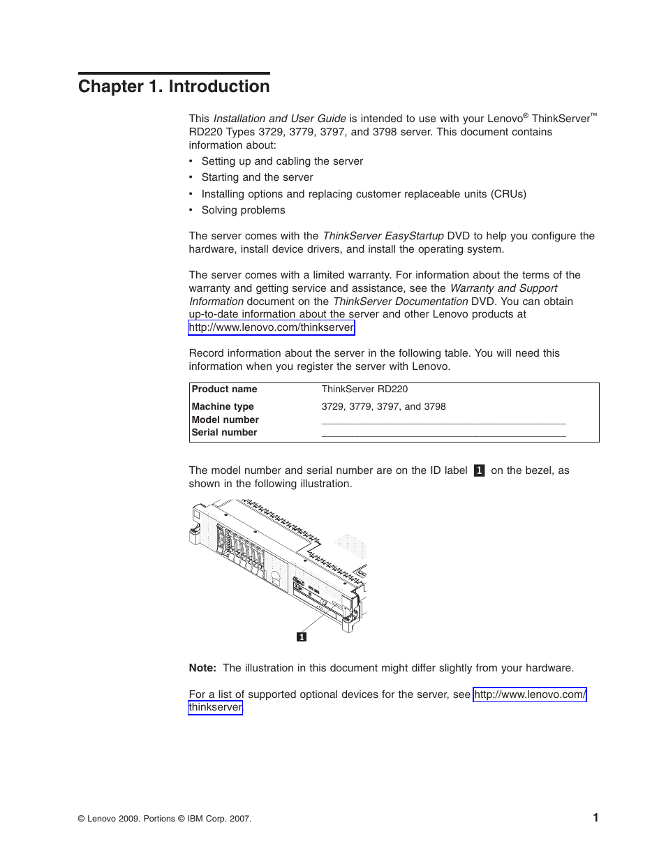 Chapter 1. introduction, Chapter, Introduction | Lenovo 3797 User Manual | Page 17 / 188