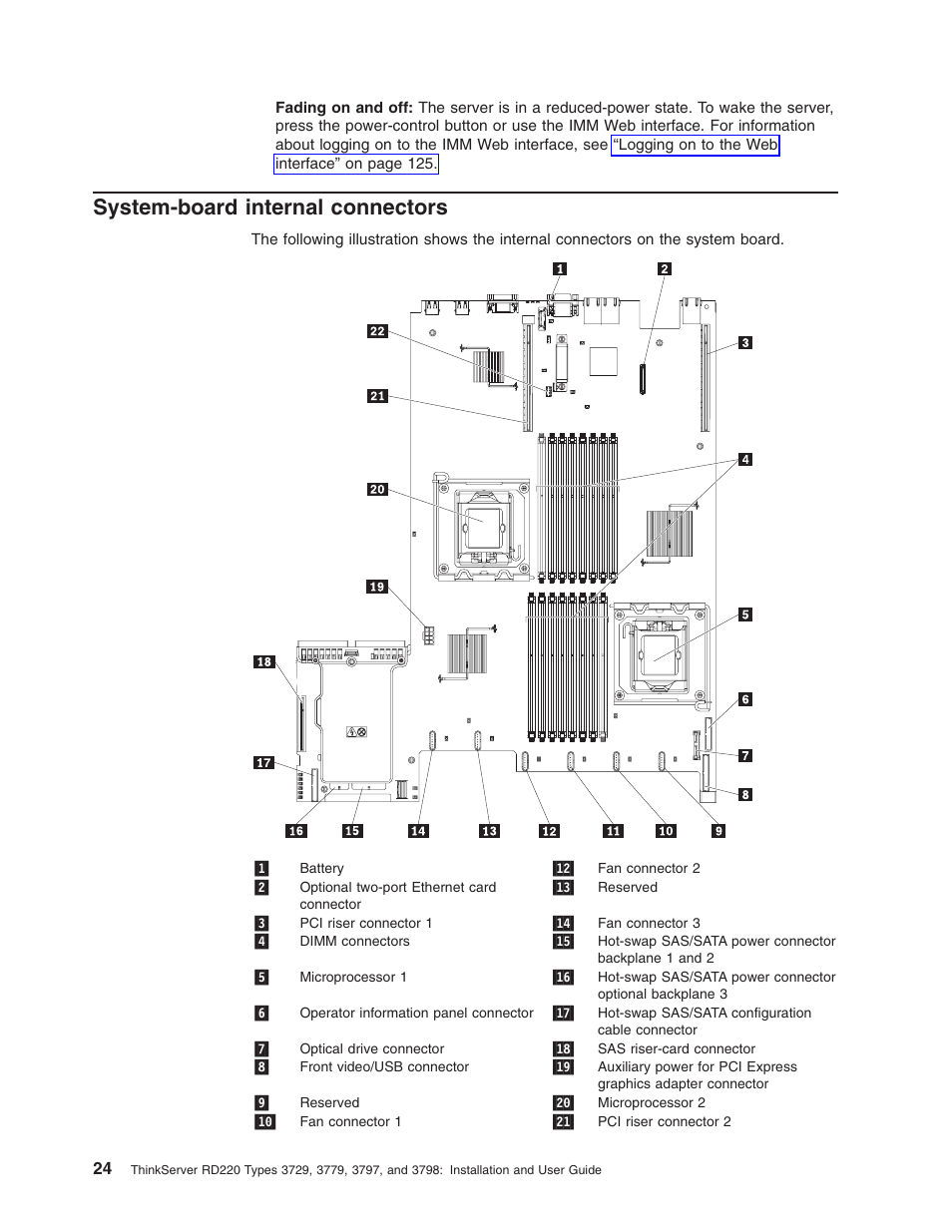 System-board internal connectors, System-board, Internal | Connectors | Lenovo 3797 User Manual | Page 40 / 188
