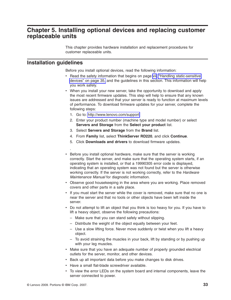 Installation guidelines, Chapter, Installing | Optional, Devices, Replacing, Customer, Replaceable, Units, Installation | Lenovo 3797 User Manual | Page 49 / 188