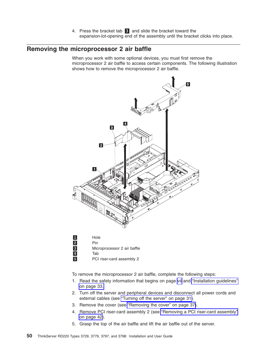 Removing the microprocessor 2 air baffle, Removing, Microprocessor | Baffle | Lenovo 3797 User Manual | Page 66 / 188
