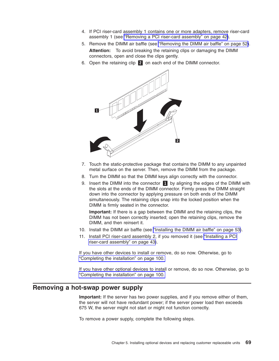Removing a hot-swap power supply, Removing, Hot-swap | Power, Supply | Lenovo 3797 User Manual | Page 85 / 188