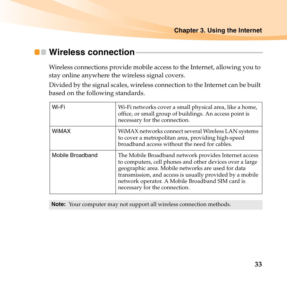 Wireless connection | Lenovo IdeaPad U455 User Manual | Page 47 / 142