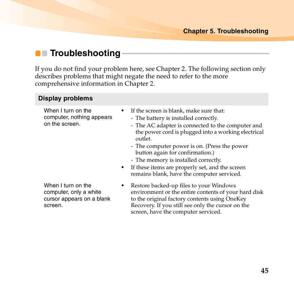 Troubleshooting | Lenovo IdeaPad U455 User Manual | Page 59 / 142