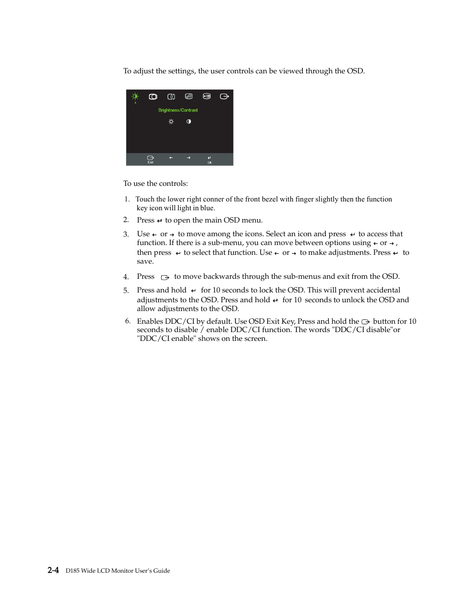 Using the on-screen display (osd) controls | Lenovo D185 User Manual | Page 13 / 32