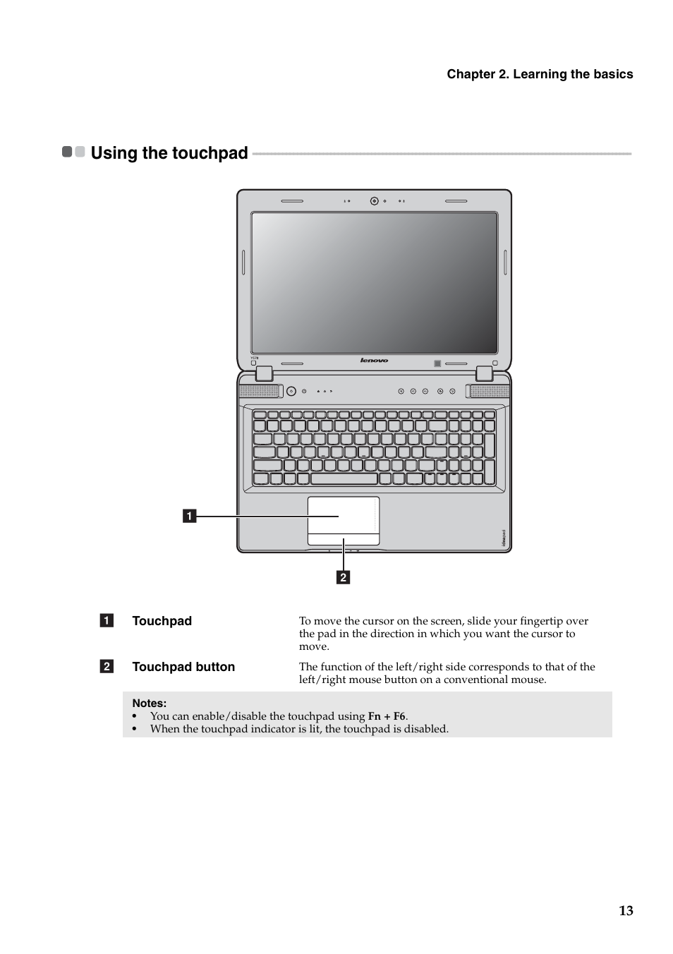 Using the touchpad | Lenovo IDEAPAD Y570 User Manual | Page 17 / 51