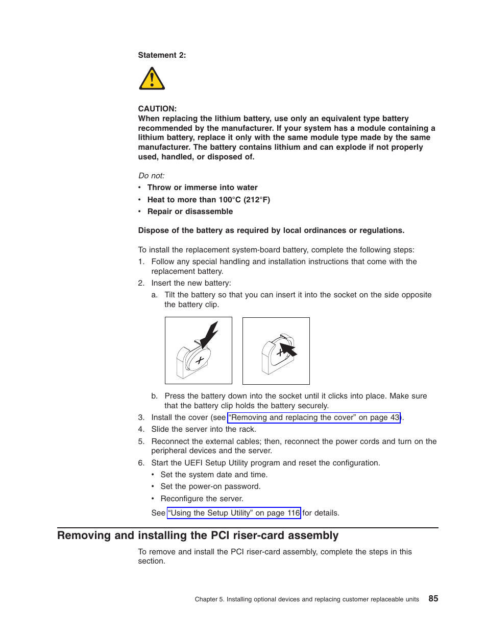 Removing, Installing, Riser-card | Assembly | Lenovo RD210 User Manual | Page 101 / 204