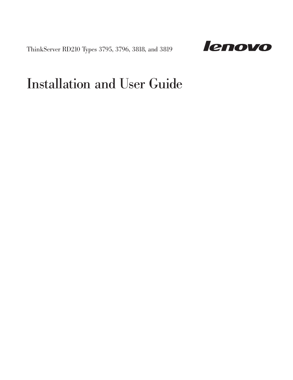 Installation, User, Guide | Lenovo RD210 User Manual | Page 3 / 204