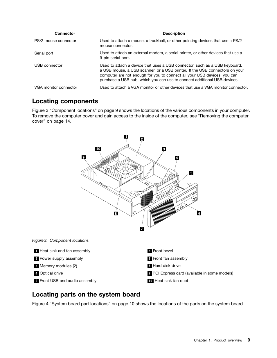 Locating components, Locating parts on the system board | Lenovo 5046 User Manual | Page 17 / 82