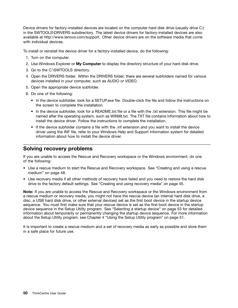 Solving recovery problems | Lenovo 5046 User Manual | Page 58 / 82