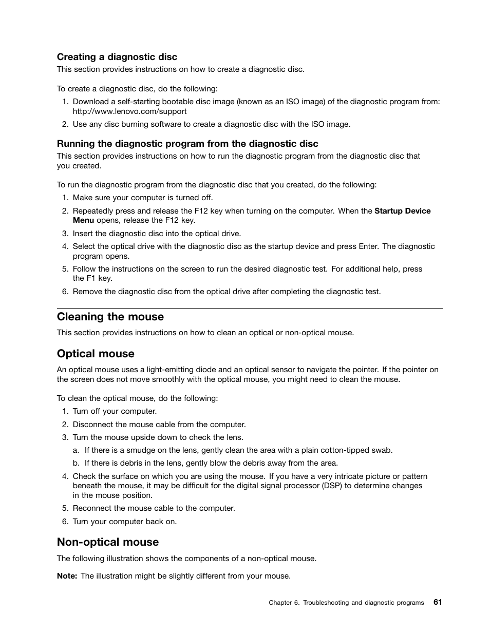 Cleaning the mouse, Optical mouse, Non-optical mouse | Lenovo 5046 User Manual | Page 69 / 82