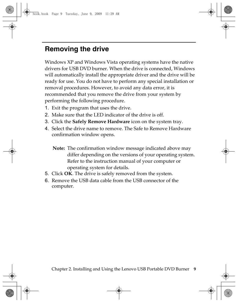 Removing the drive | Lenovo GP20N User Manual | Page 23 / 42