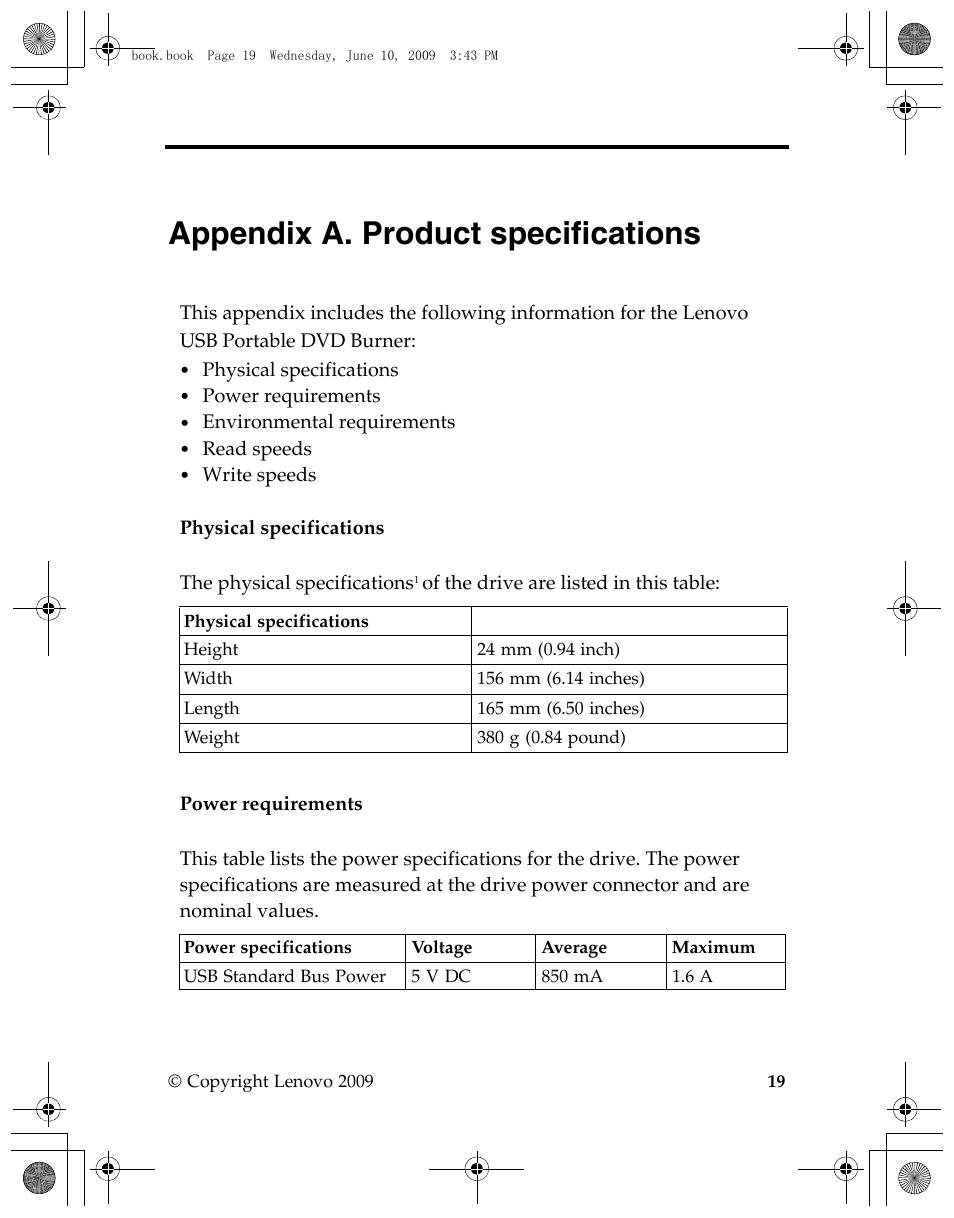 Appendix a. product specifications | Lenovo GP20N User Manual | Page 33 / 42