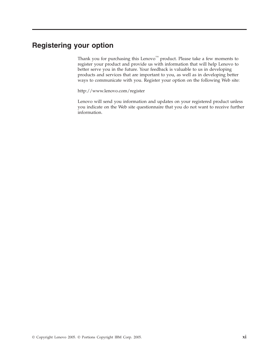 Registering your option, Registering, Your | Option | Lenovo ThinkPad 41N5653 User Manual | Page 13 / 62
