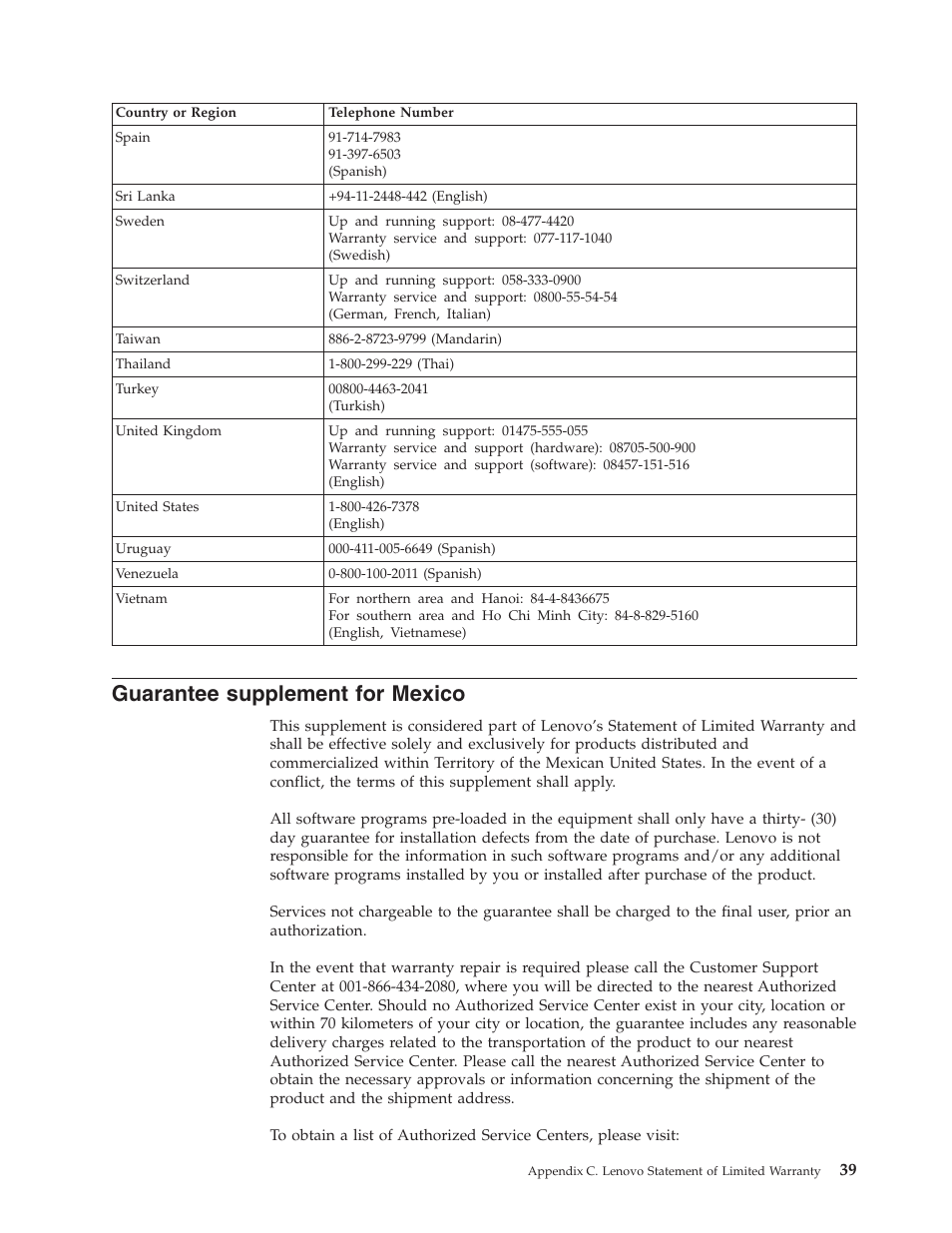 Guarantee supplement for mexico, Guarantee, Supplement | Mexico | Lenovo ThinkPad 41N5653 User Manual | Page 53 / 62