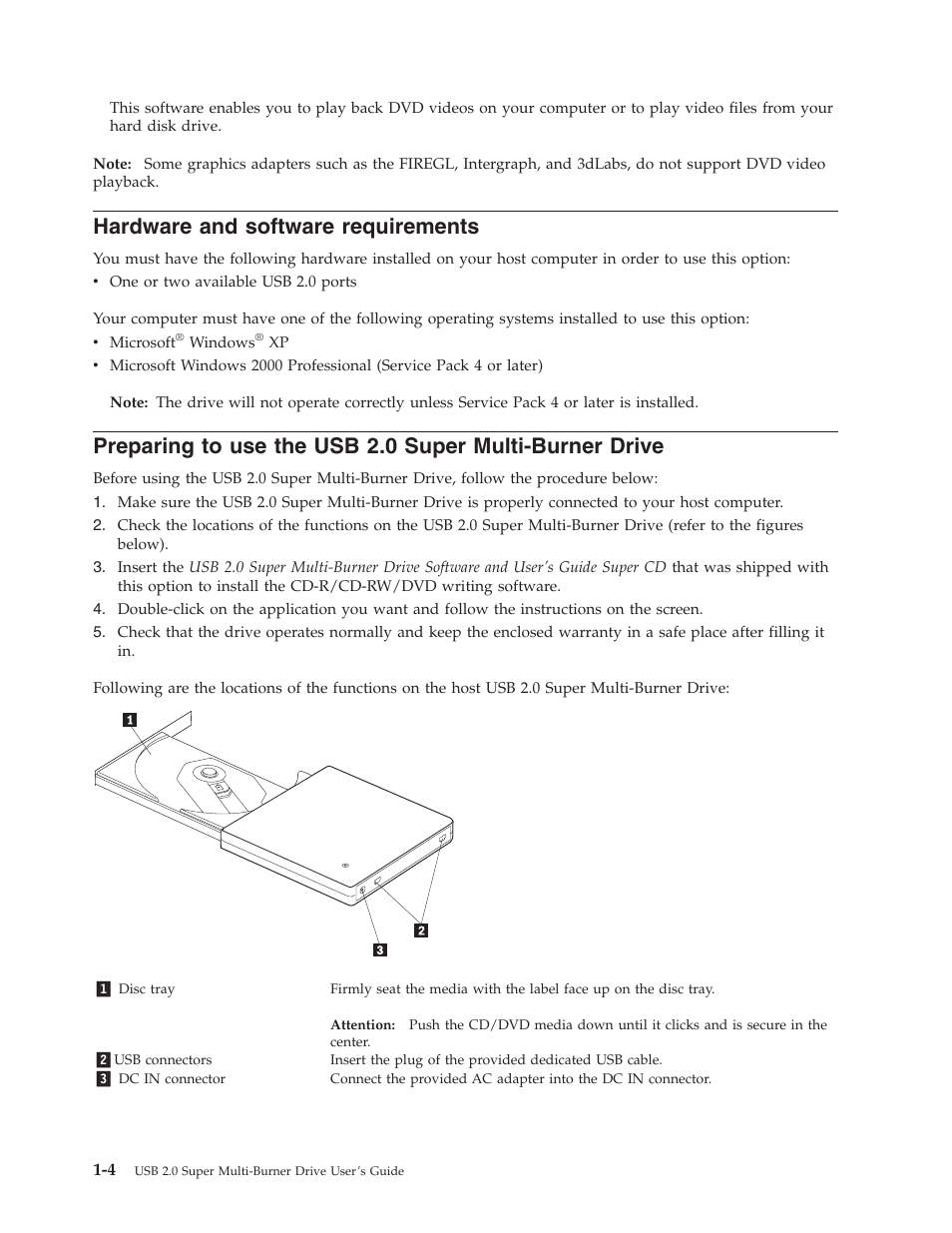 Hardware and software requirements, Hardware, Software | Requirements, Preparing, Super, Multi-burner, Drive | Lenovo 40Y8699 User Manual | Page 18 / 72