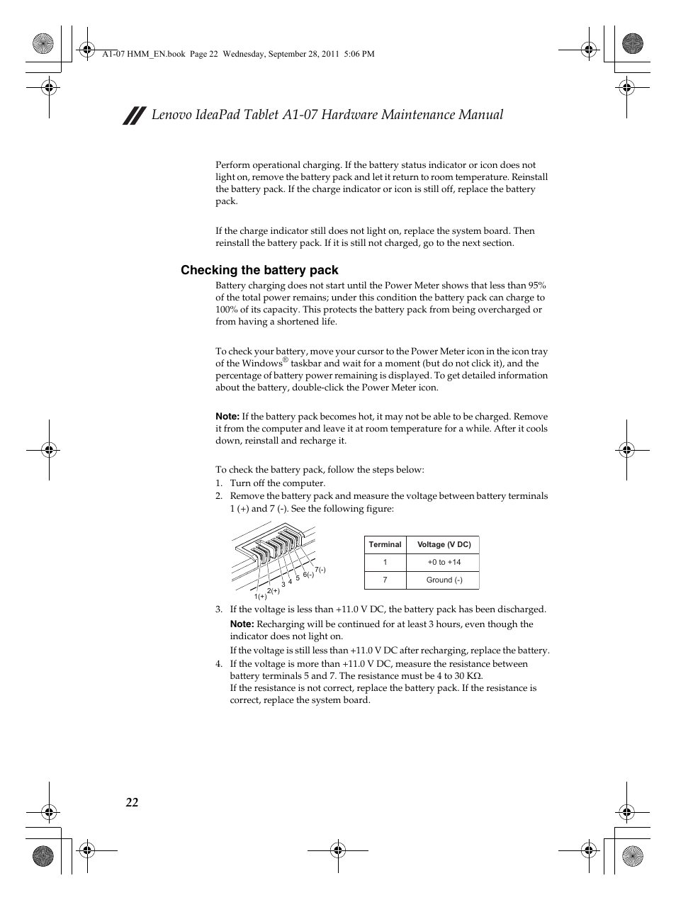 Checking the battery pack | Lenovo A1-07 User Manual | Page 26 / 50