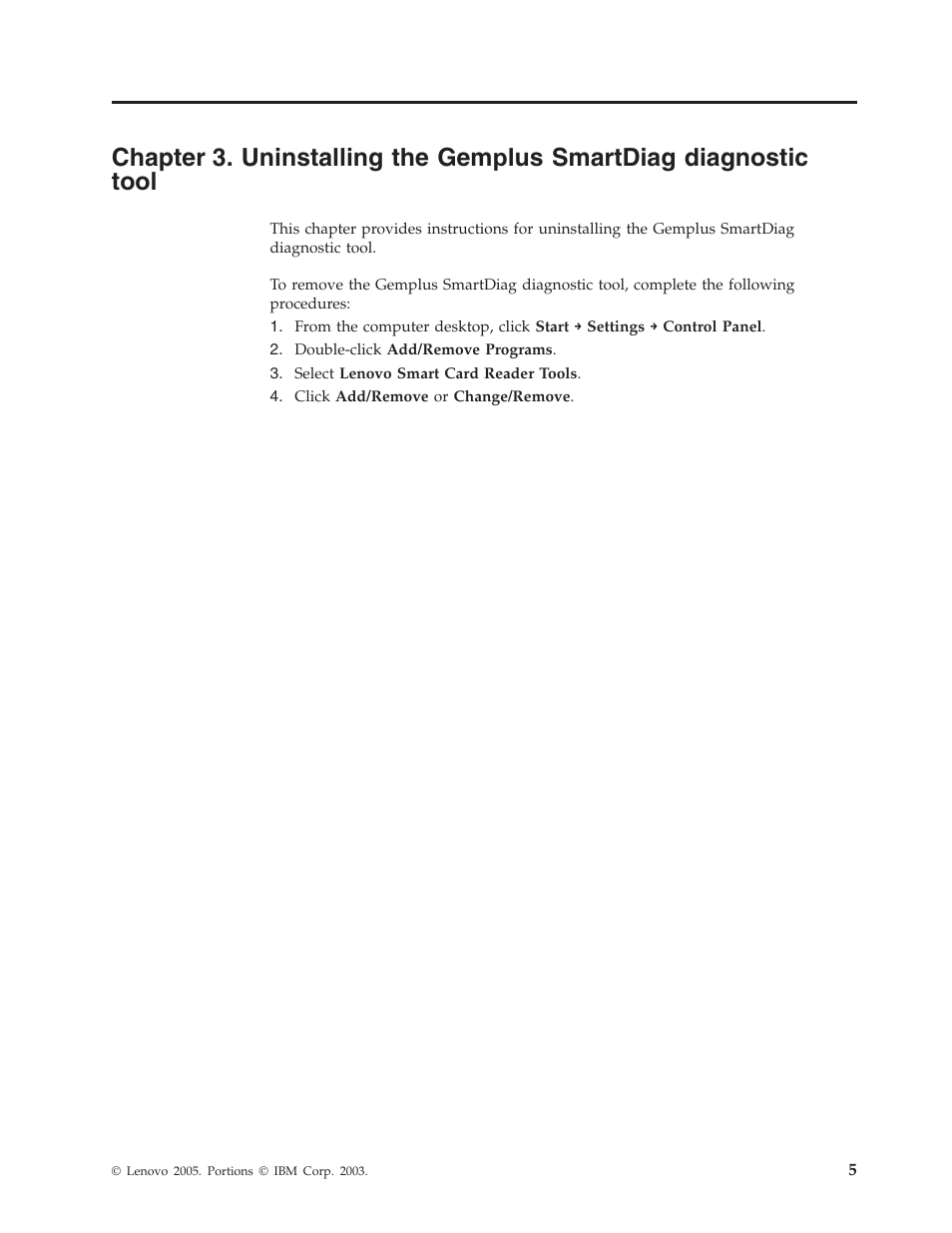 Chapter, Uninstalling, Plus | Smartdiag, Diagnostic, Tool, Gem plus | Lenovo Gemplus 41N3005 User Manual | Page 13 / 42