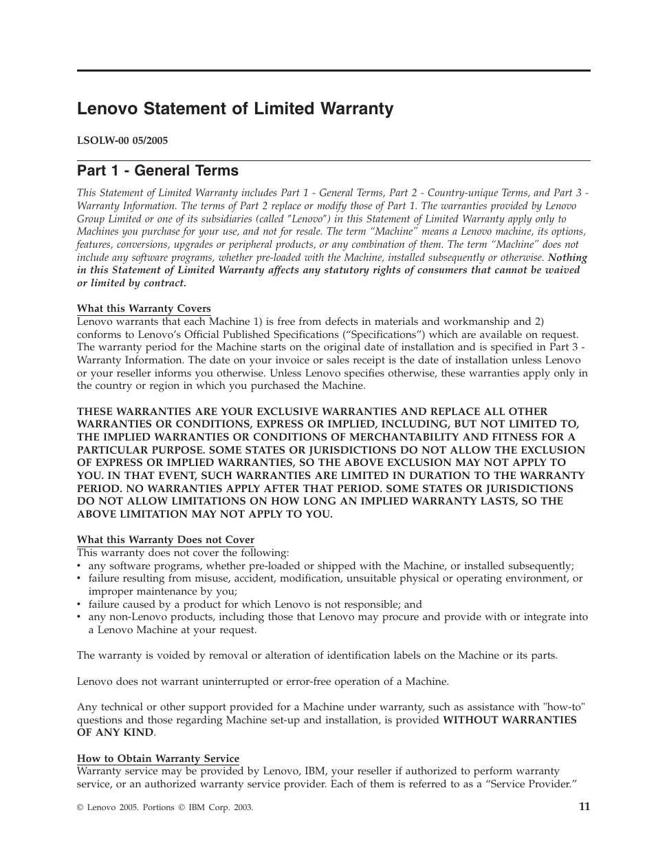 Lenovo statement of limited warranty, Part 1 - general terms, Lenovo | Statement, Limited, Warranty, Part, General, Terms | Lenovo Gemplus 41N3005 User Manual | Page 19 / 42