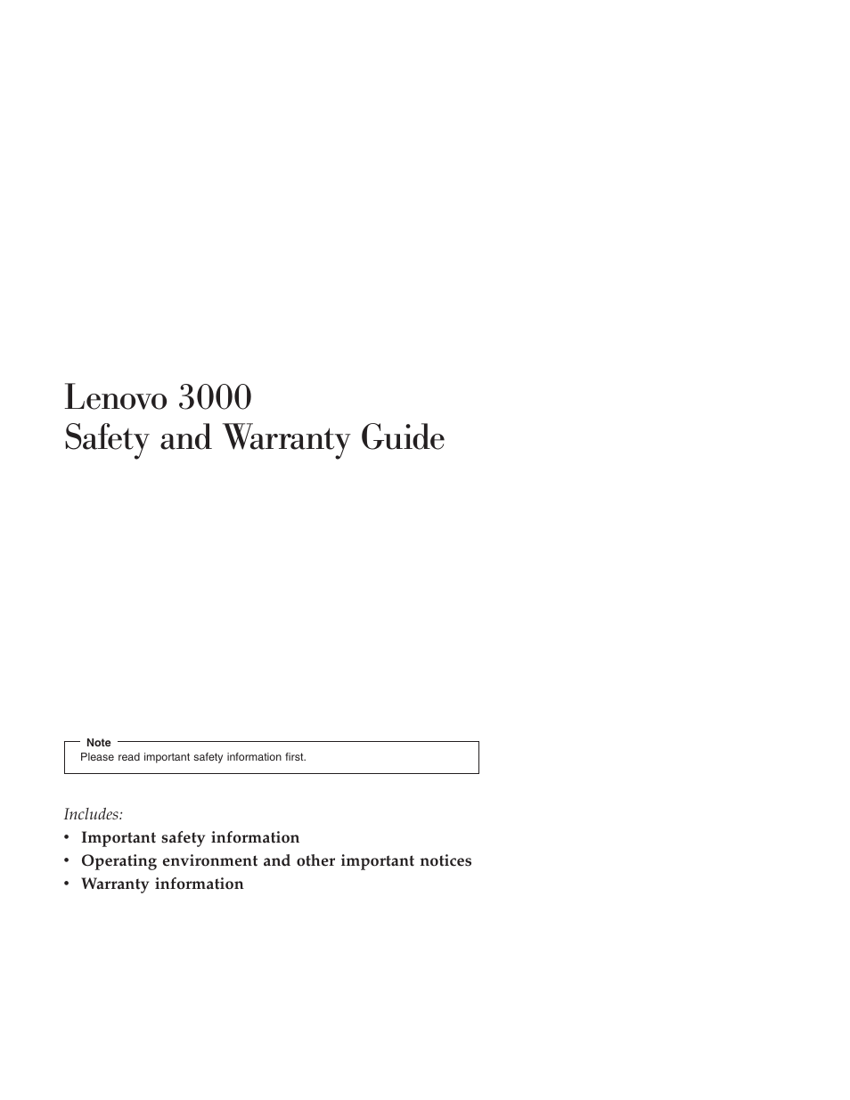 Lenovo 3000 User Manual | 38 pages