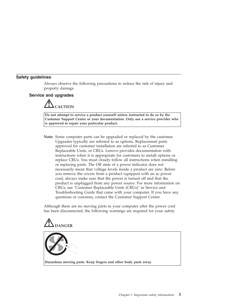 Safety guidelines, Service and upgrades, Safety | Guidelines, Service, Upgrades | Lenovo 3000 User Manual | Page 13 / 38