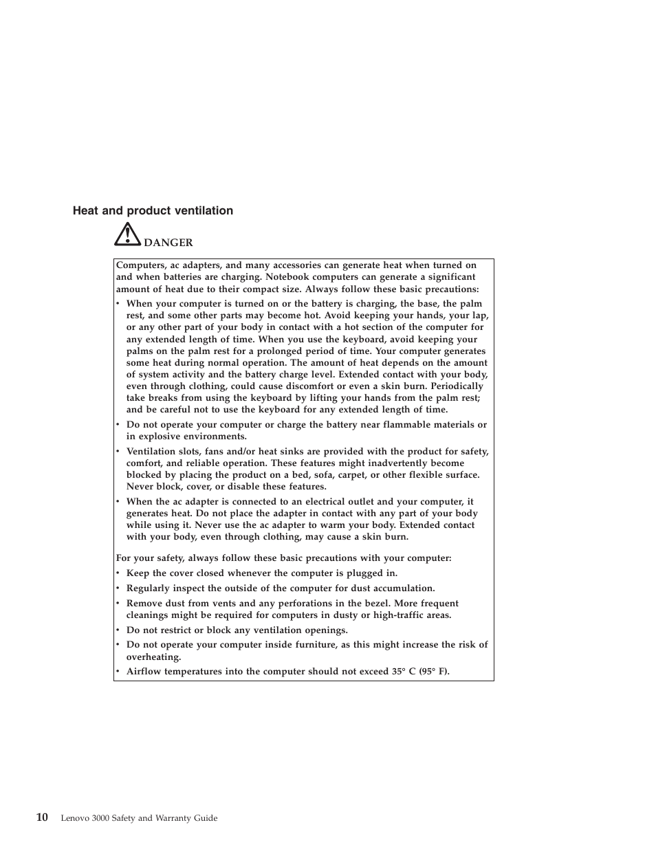 Heat and product ventilation, Heat, Product | Ventilation | Lenovo 3000 User Manual | Page 20 / 38