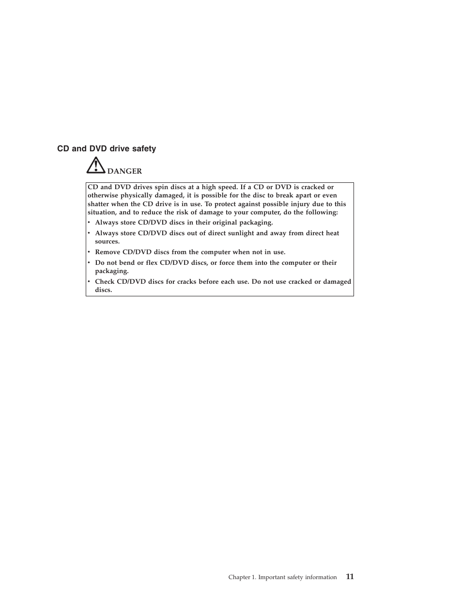 Cd and dvd drive safety, Drive, Safety | Lenovo 3000 User Manual | Page 21 / 38