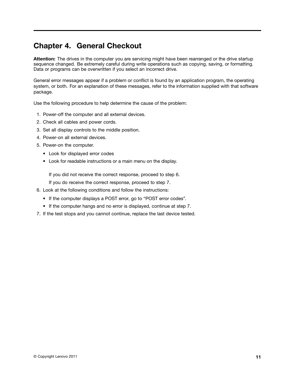 Chapter 4. general checkout | Lenovo Q180 User Manual | Page 17 / 43