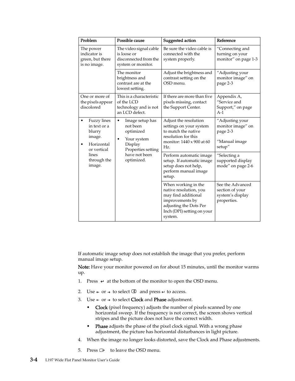 Manual image setup, Manual image setup -4 | Lenovo L197 User Manual | Page 21 / 32