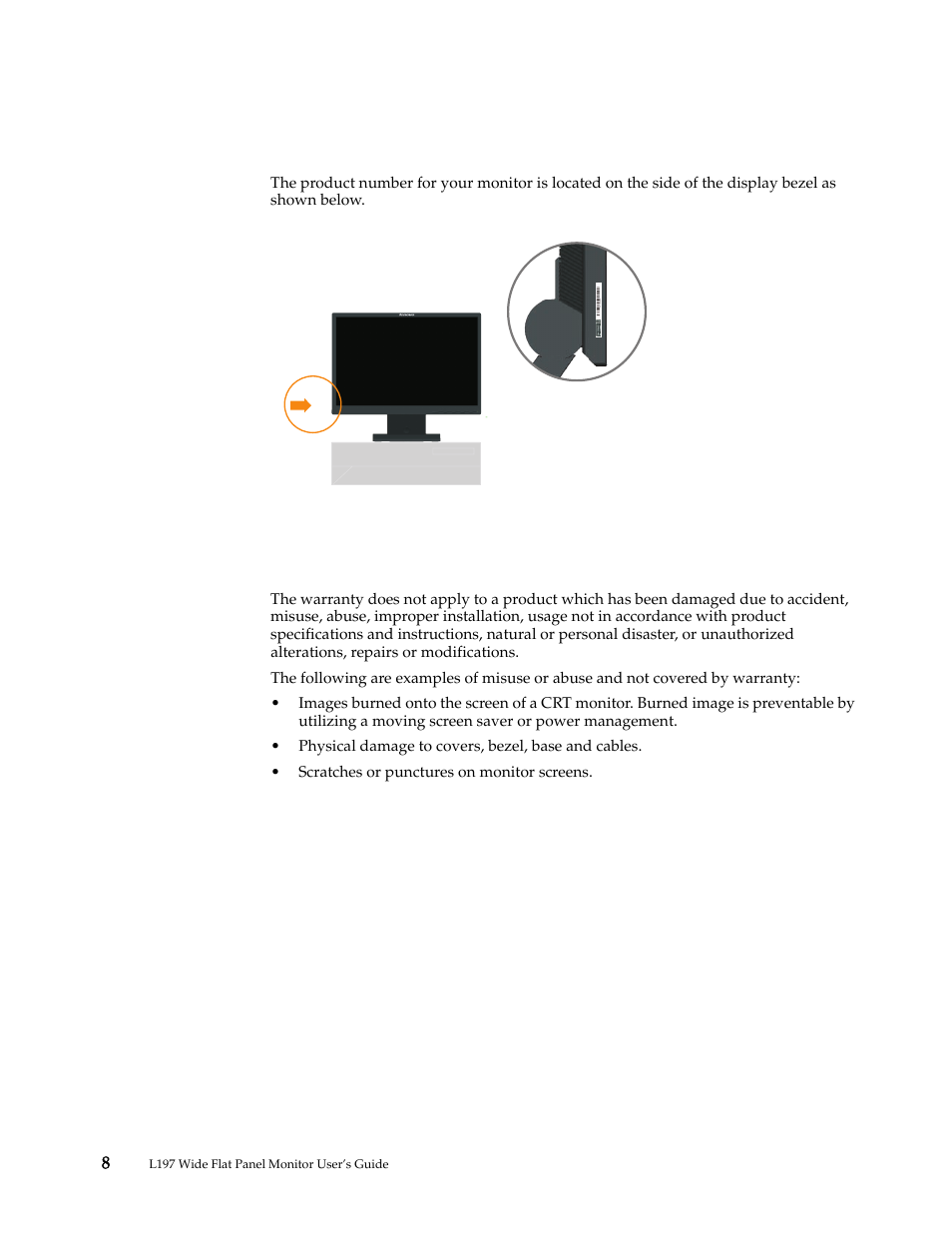 Service information, Product numbers, Customer responsibilities | Lenovo L197 User Manual | Page 25 / 32