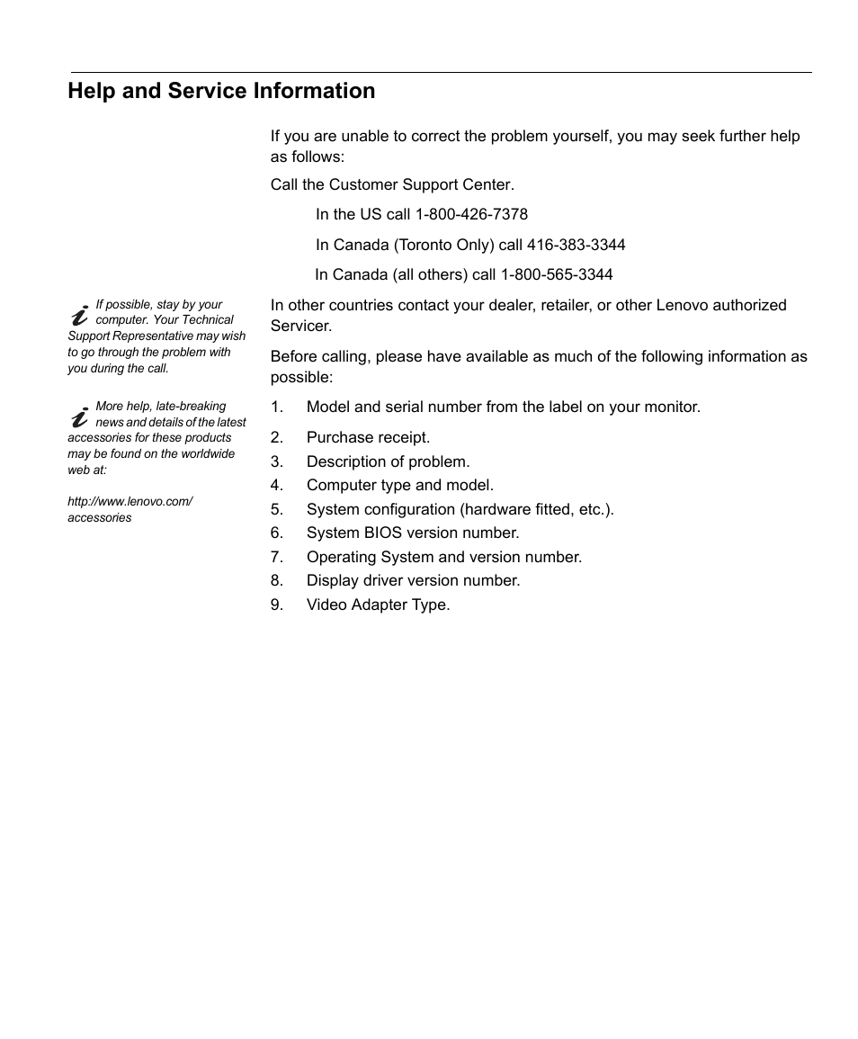 Help and service information | Lenovo E74 User Manual | Page 5 / 19