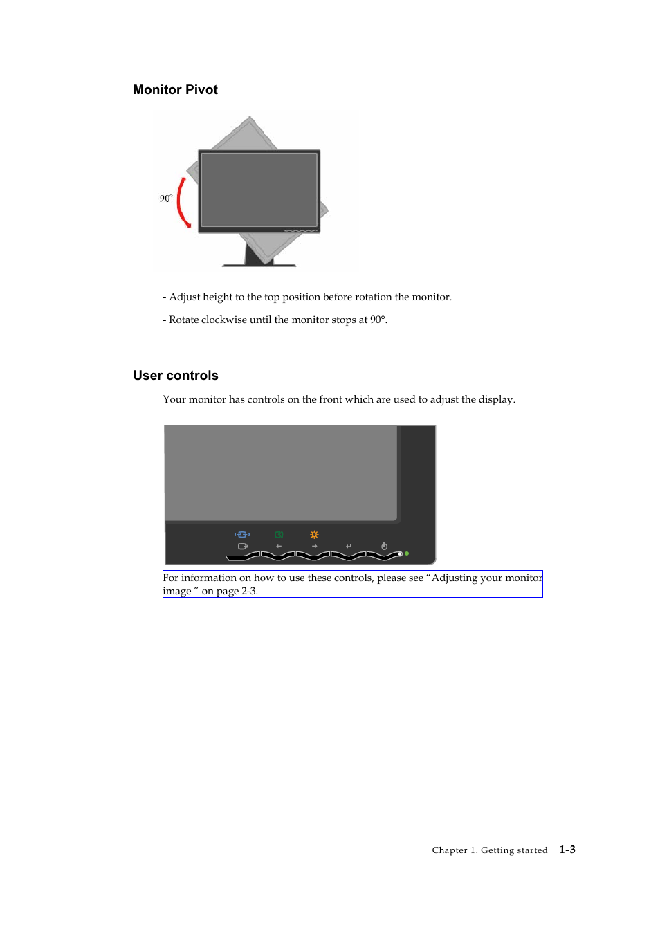 User controls | Lenovo L2240P User Manual | Page 8 / 34