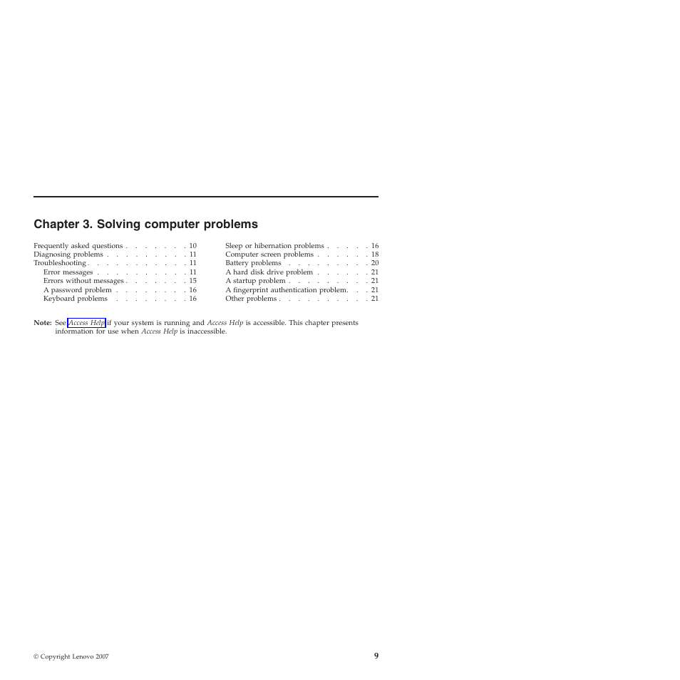Chapter 3. solving computer problems, Chapter, Solving | Computer, Problems | Lenovo 3000 V200 User Manual | Page 19 / 68
