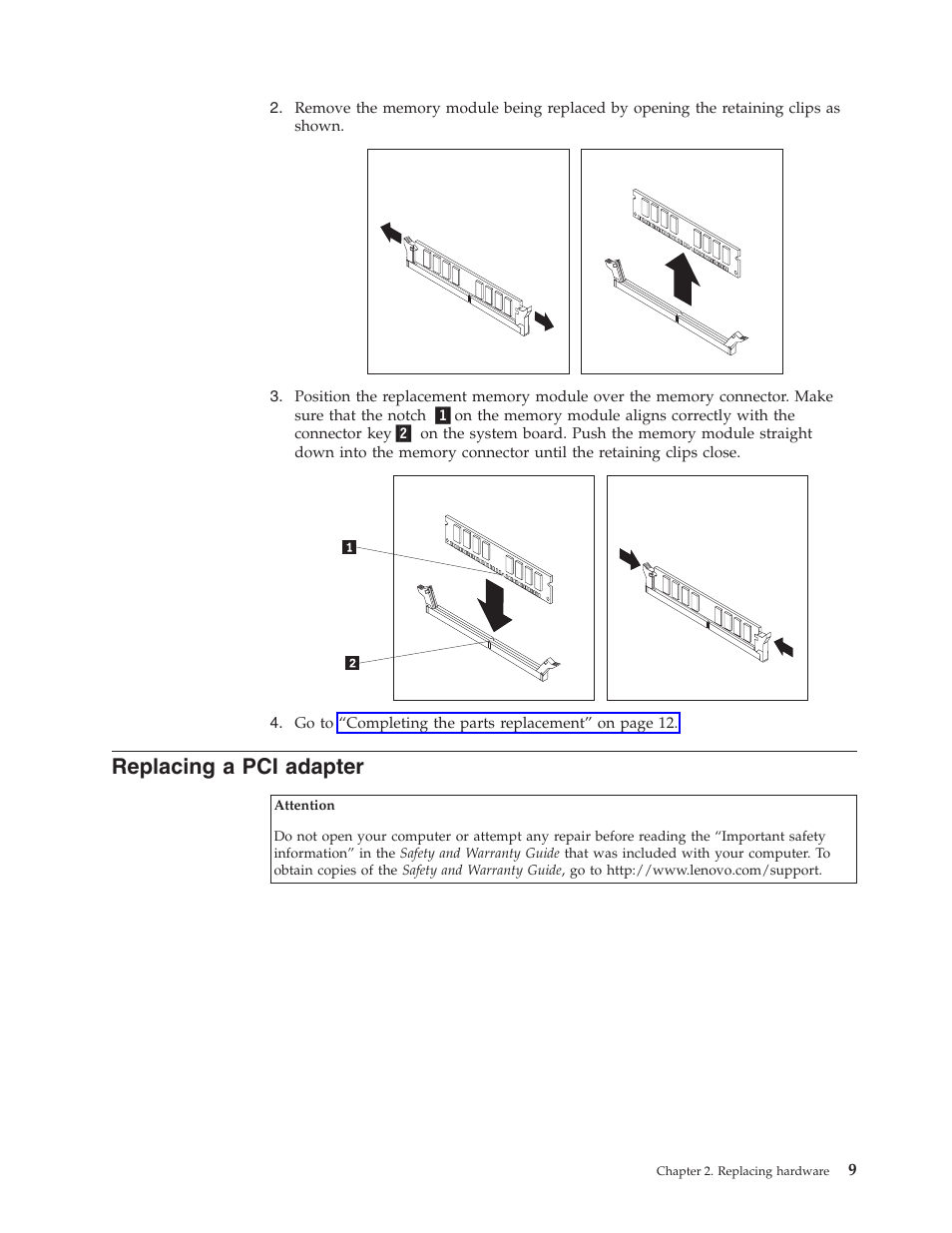 Replacing a pci adapter, Replacing, Adapter | Lenovo 41X8111 User Manual | Page 17 / 26
