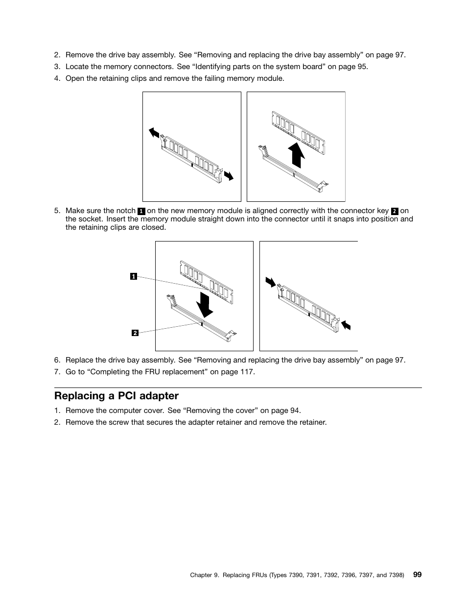 Replacing a pci adapter | Lenovo J SERIES 3000 User Manual | Page 105 / 200